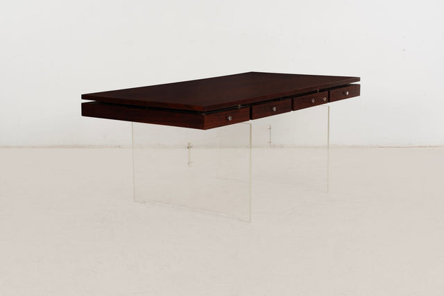 Poul Nørreklit Rosewood and Lucite Executive Desk for Sigurd Hansen, Denmark, 1960s