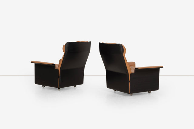 Pair of Dieter Rams for Vitsoe 620 High Back Lounge Chairs in Cognac Leather, 1962