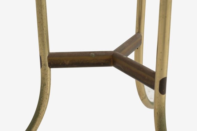 Cedric Hartman Model AE Side Table in Brass, Bronze, and Travertine, 1973