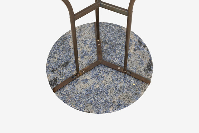 Pair of Cedric Hartman Bronze & Blue Bahia Granite Side Tables, c. 1970s