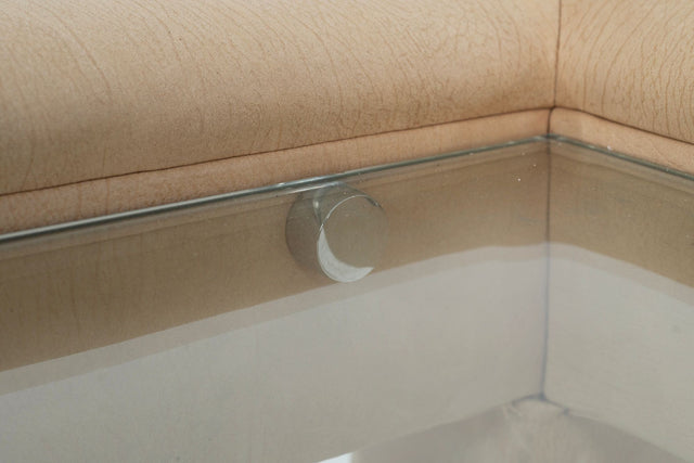 Karl Springer Style Padded Leather Coffee Table, c. 1980