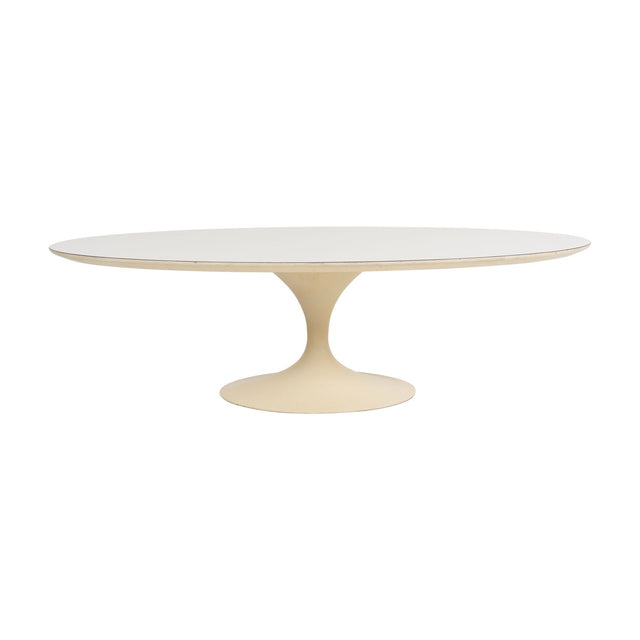 Vintage Eero Saarinen for Knoll International White Oval Tulip Cocktail Table Laminate Top Cast Iron Base 1957