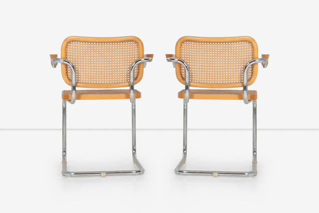 Marcel Breuer B64 Cesca Dining Chairs with Arms set of Six