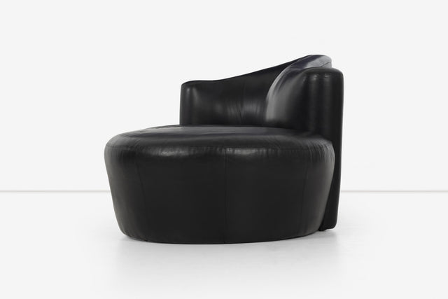 Vladimir Kagan Attributed Black Leather Sofa