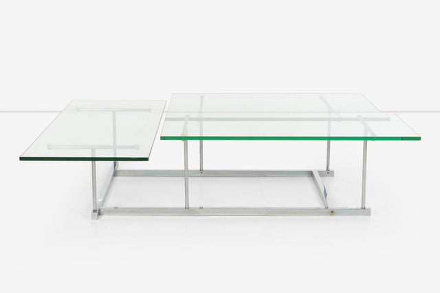 Gerald McCabe for Orange Crate 3 Level Steel and Glass Cocktail Table