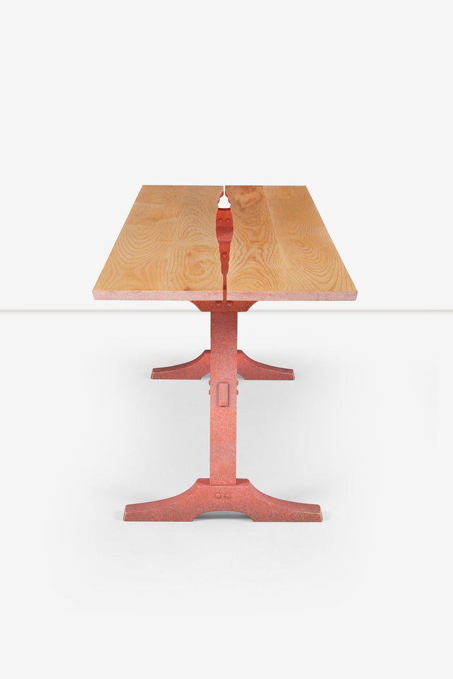 Nine Foot Hand Crafted Free-Edge Trestle Table by Don Braden