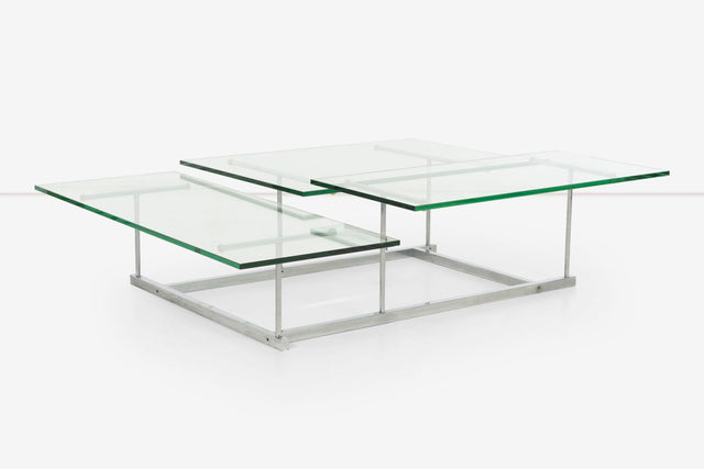 Gerald McCabe for Orange Crate 3 Level Steel and Glass Cocktail Table