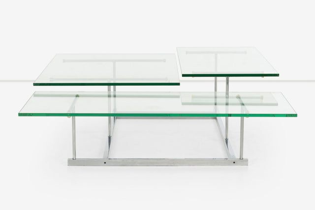 Gerald McCabe for Orange Crate 3 Level Steel and Glass Cocktail Table