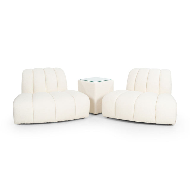 Pair of Berndhart Channeled "Flair" Lounge Chairs with upholstered matching Cube Table