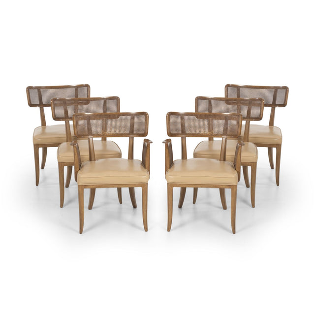 Set of Six Edward Wormley for Dunbar Curved-Back Dining Chairs