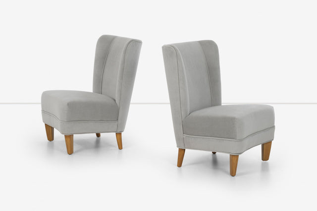 Edward Wormley Dunbar Slipper Lounge Chairs, 1942