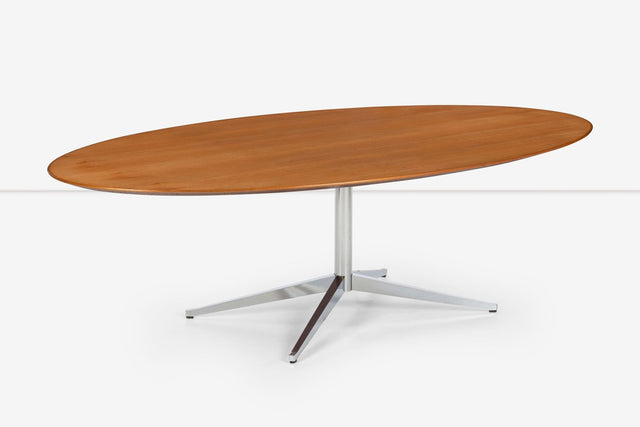 Florence Knoll Dining Table with Cherry Wood Beveled Edge Top