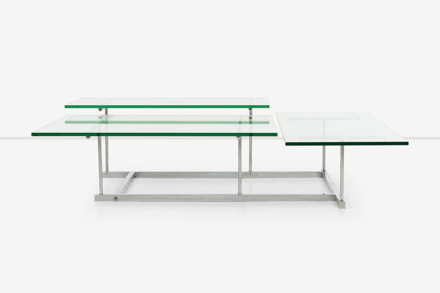 Gerald McCabe for Orange Crate 3 Level Steel and Glass Cocktail Table
