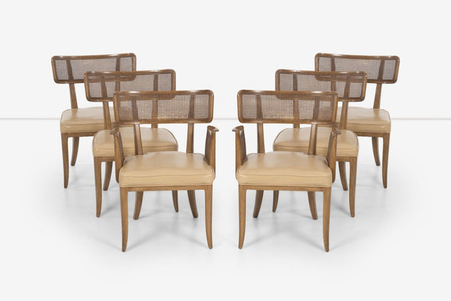 Set of Six Edward Wormley for Dunbar Curved-Back Dining Chairs