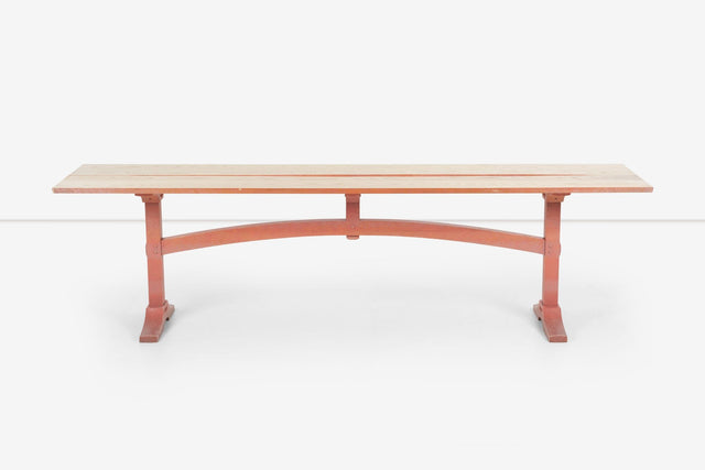 Nine Foot Hand Crafted Free-Edge Trestle Table by Don Braden