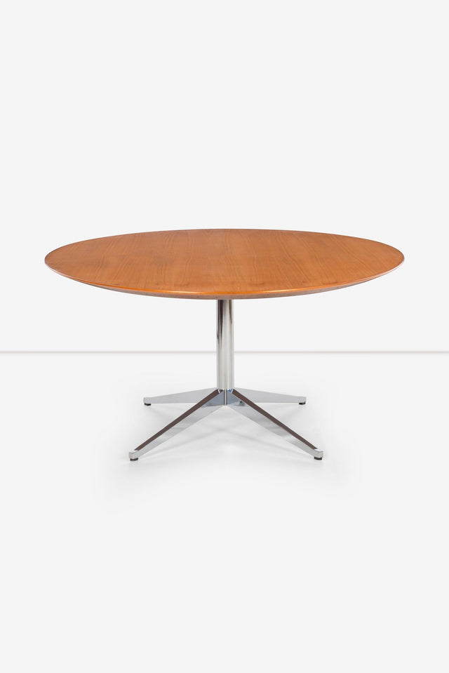 Florence Knoll Dining Table with Cherry Wood Beveled Edge Top