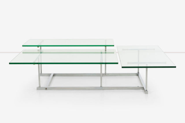 Gerald McCabe for Orange Crate 3 Level Steel and Glass Cocktail Table