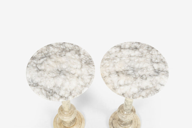 Pair of Alabaster End Tables or Plant or Display Columns