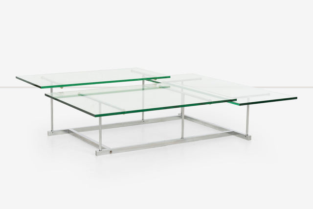 Gerald McCabe for Orange Crate 3 Level Steel and Glass Cocktail Table
