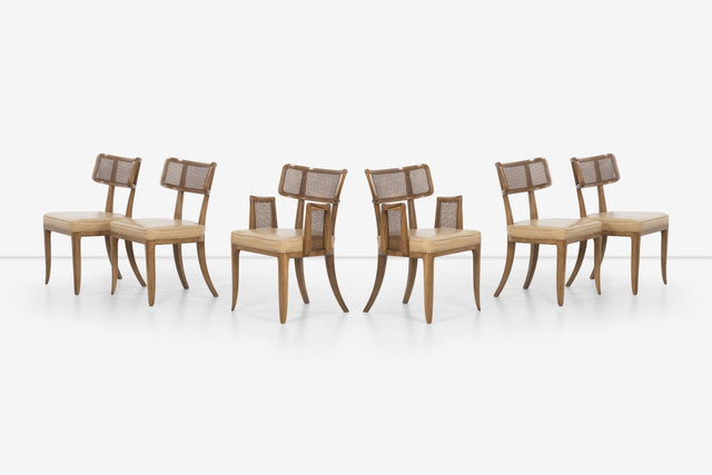 Set of Six Edward Wormley for Dunbar Curved-Back Dining Chairs
