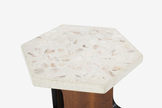 Harvey Probber Style End Tables Hexagonal Terazzo Tops