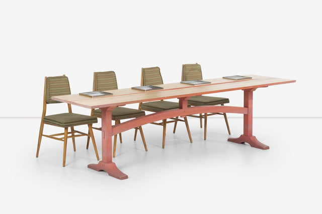 Nine Foot Hand Crafted Free-Edge Trestle Table by Don Braden