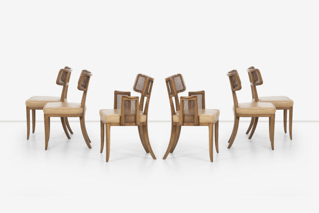 Set of Six Edward Wormley for Dunbar Curved-Back Dining Chairs