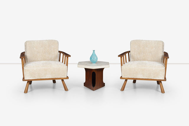 Harvey Probber Style End Tables Hexagonal Terazzo Tops