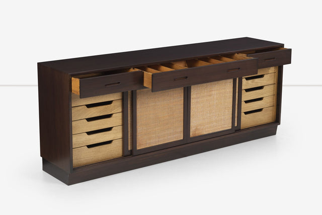 Edward Wormley for Dunbar Cain Front Mahogany Sideboard on a Plinth Base