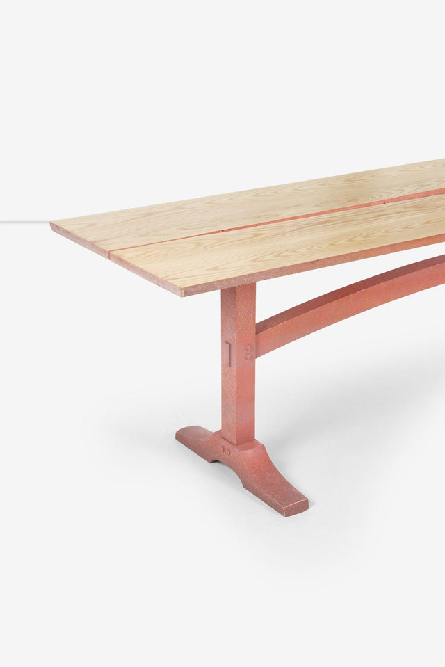 Nine Foot Hand Crafted Free-Edge Trestle Table by Don Braden