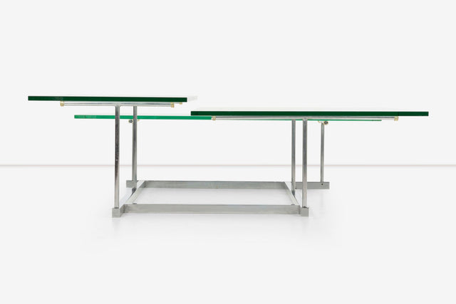 Gerald McCabe for Orange Crate 3 Level Steel and Glass Cocktail Table