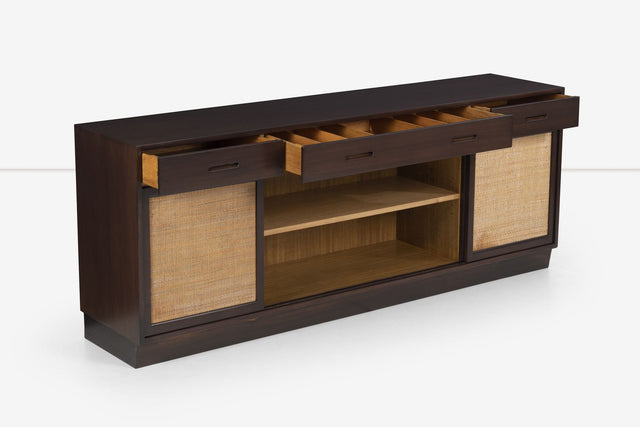 Edward Wormley for Dunbar Cain Front Mahogany Sideboard on a Plinth Base