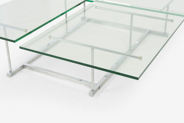 Gerald McCabe for Orange Crate 3 Level Steel and Glass Cocktail Table
