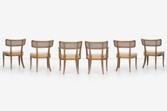 Set of Six Edward Wormley for Dunbar Curved-Back Dining Chairs