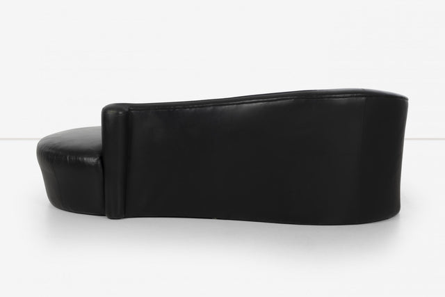 Vladimir Kagan Attributed Black Leather Sofa