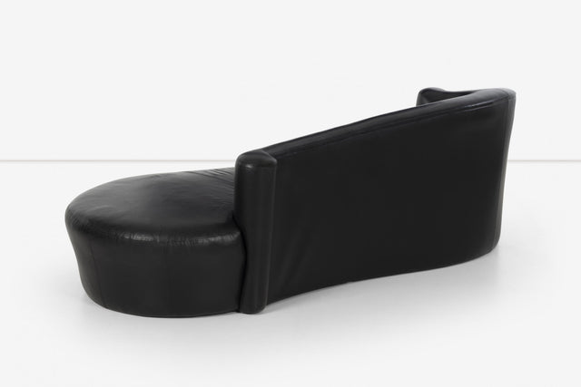 Vladimir Kagan Attributed Black Leather Sofa