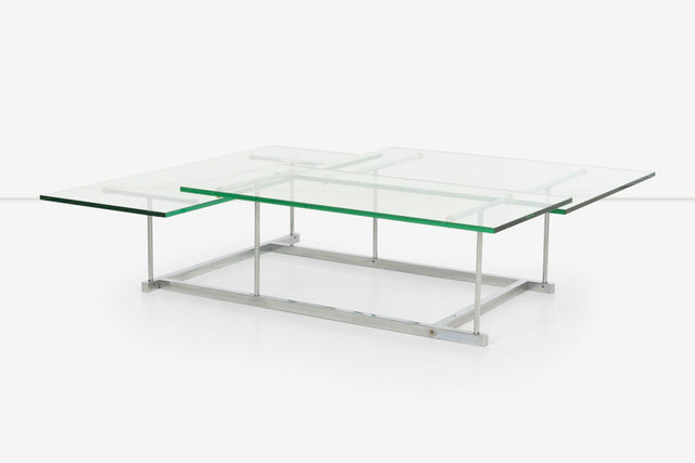 Gerald McCabe for Orange Crate 3 Level Steel and Glass Cocktail Table