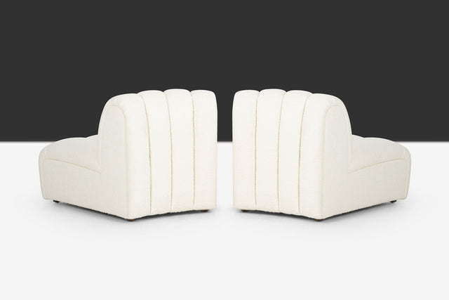 Pair of Berndhart Channeled "Flair" Lounge Chairs with upholstered matching Cube Table