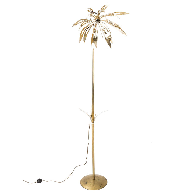 Brass Floral Lamp in the Style of Gabriella Crespi