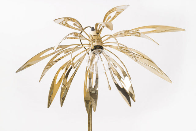 Brass Floral Lamp in the Style of Gabriella Crespi