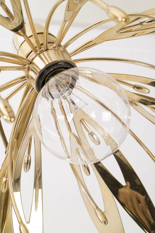 Brass Floral Lamp in the Style of Gabriella Crespi