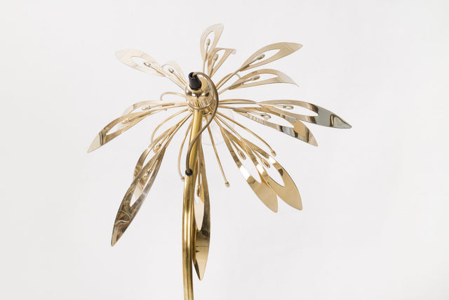 Brass Floral Lamp in the Style of Gabriella Crespi