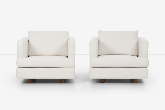 Harvey Probber Pair of Lounge Chairs reupholstered with Boucle, c. 1955