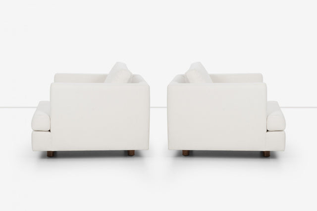 Harvey Probber Pair of Lounge Chairs reupholstered with Boucle, c. 1955