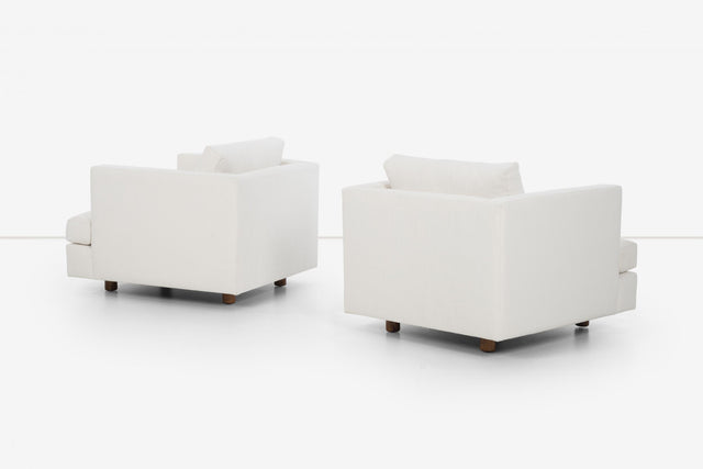 Harvey Probber Pair of Lounge Chairs reupholstered with Boucle, c. 1955