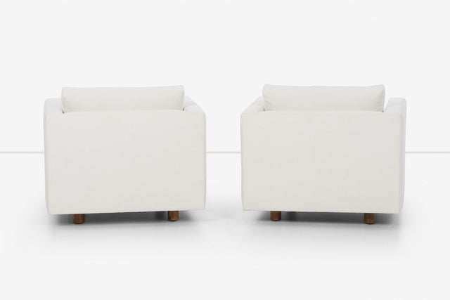 Harvey Probber Pair of Lounge Chairs reupholstered with Boucle, c. 1955