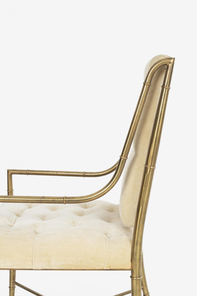 Set of Five Mastercraft for Weiman/Warren Lloyd Dining Chairs in Tubular Brass with Arms