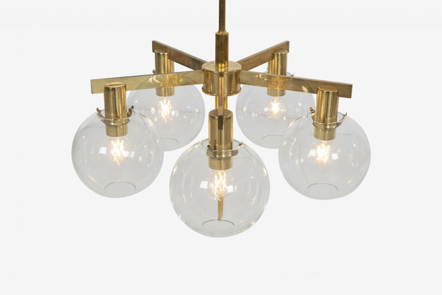 Hans-Agne Jakobsson Five Globe Pastoral Chandelier, c. 1965