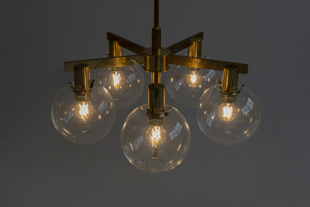 Hans-Agne Jakobsson Five Globe Pastoral Chandelier, c. 1965