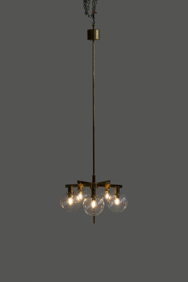 Hans-Agne Jakobsson Five Globe Pastoral Chandelier, c. 1965